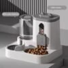 PETMIREO Duo D03 gravity food and water dispenser showing both reservoirs PETMIREO Duo D03 gravity food and water dispenser showing both reservoirs