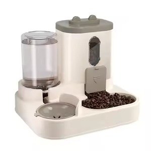 PETMIREO Duo D03 cream gravity food and water dispenser with twin bowls