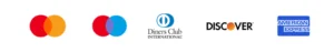 Accepted payment methods: Mastercard, Maestro, Diners Club, Discover, American Express